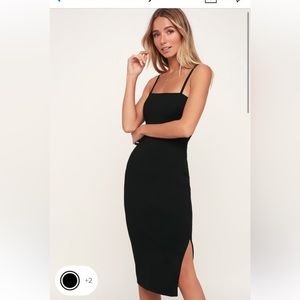 Lulus Paulina Black Bodycon Midi Dress size small!